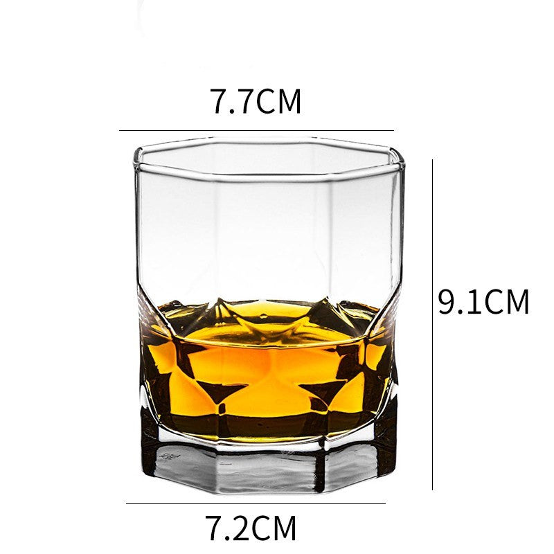 Home Bar Crystal Whiskey Glasses showing Geometric Design with dimensions | Confetti Living