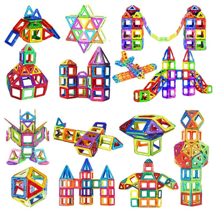Kids Magnetic Building Blocks Sets showing building possibilities | Confetti Living