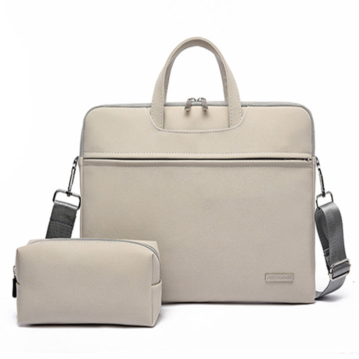 Women's PU Leather Laptop Bag in Beige | Confetti Living