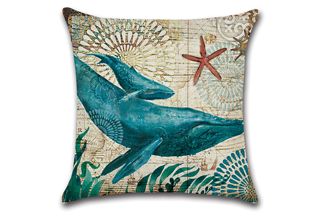 Cushion Cover Marine Life Designs showling Whale | Confetti Living