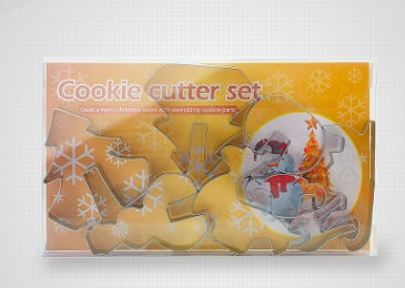 Gingerbread House 3D Stainless Steel Cookie Cutter Set showing 8-piece blister pack | Confetti Living