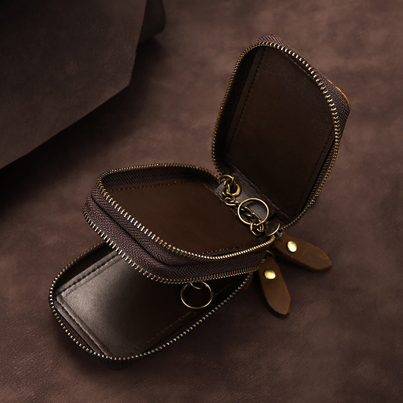 Crazy Horse Zippered Key Holder showing internal sections | Confetti Living