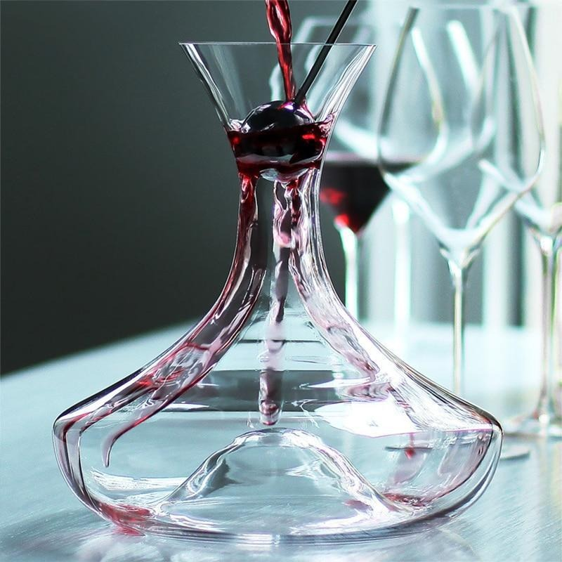 Home Bar Luxury Space Design Wine Decanter showing Round Decanter in use | Confetti Living