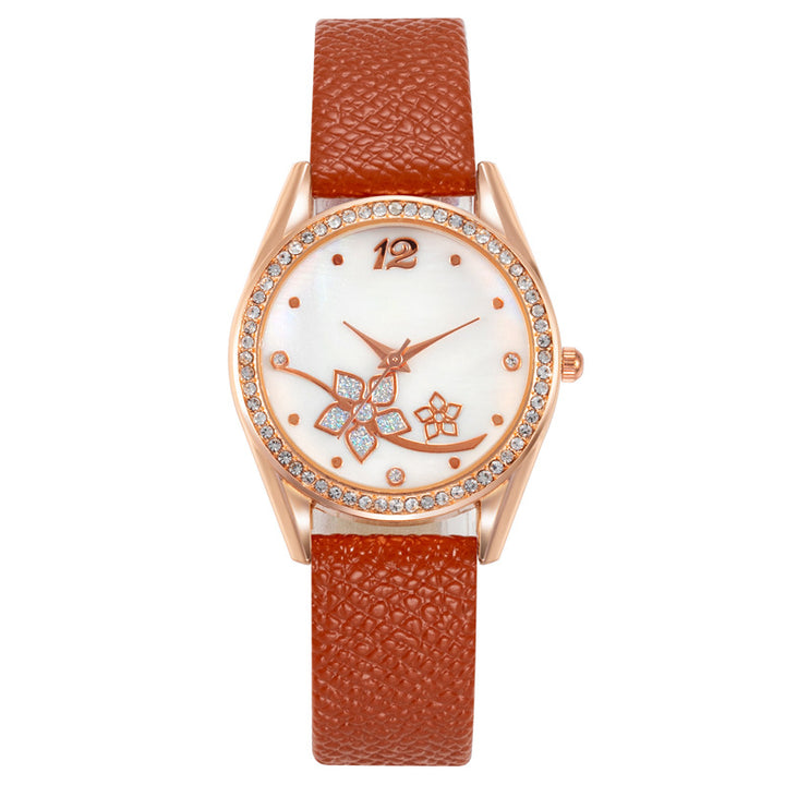 Women's Plaid Pattern Decorative Fashion Watch in Burgundy | Confetti Living