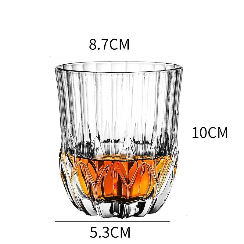 Home Bar Crystal Whiskey Glasses showing Bright Striped Design with dimensions | Confetti Living