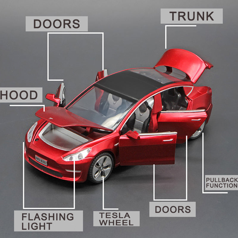 Children's Alloy Model Tesla Car with Light And Sound Effects | Confetti Living