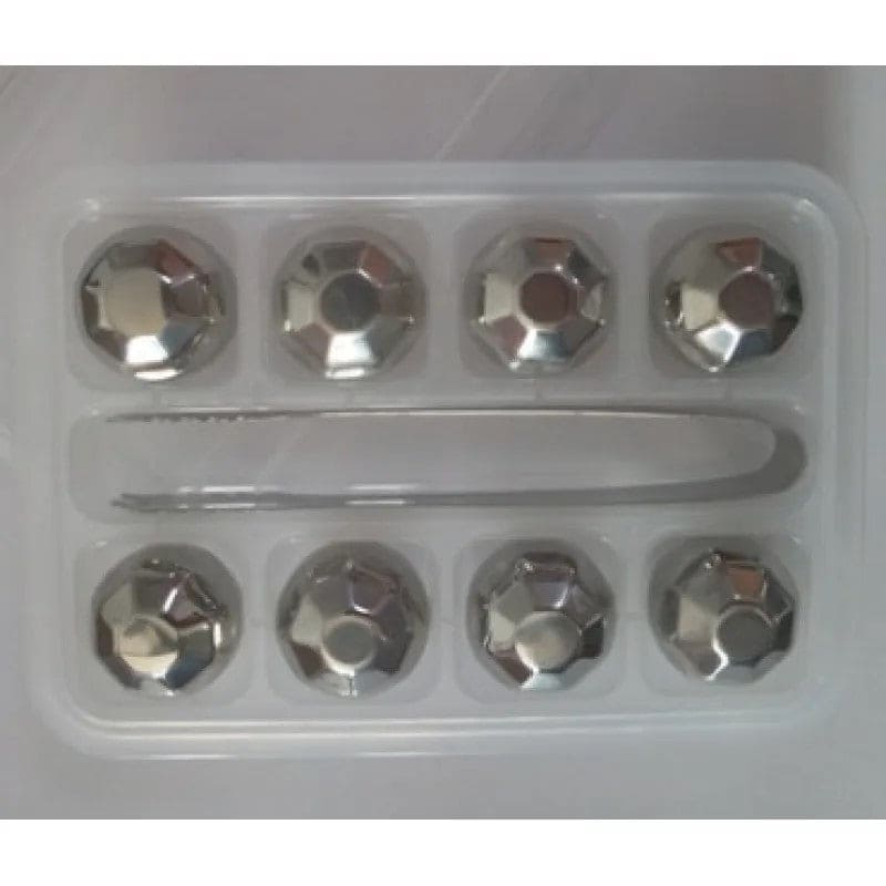 Home Bar Stainless Steel Whisky Chilling Stones showing diamonds 8 pack with tongs | Confetti Living