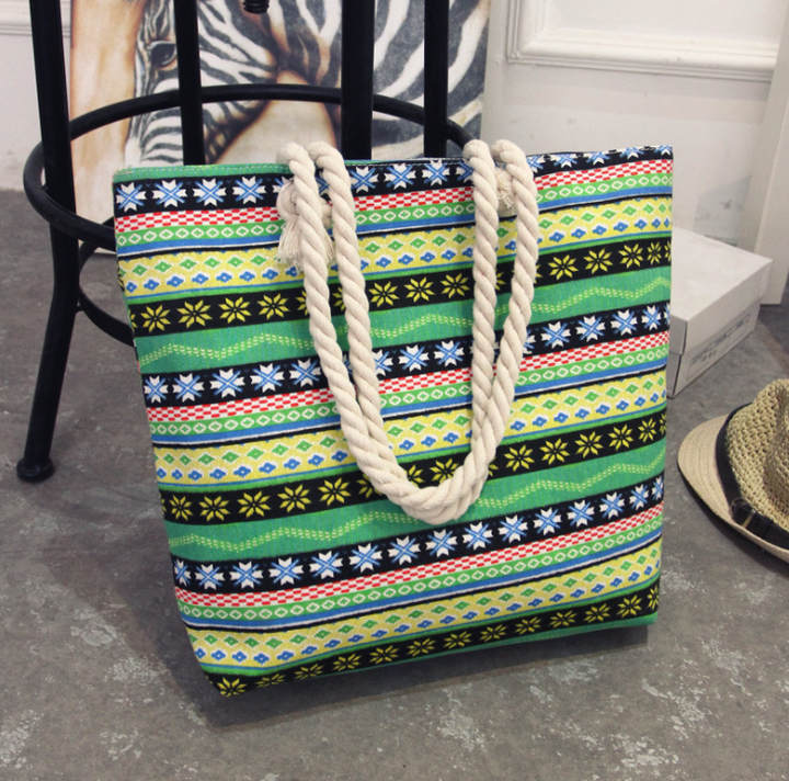 Women's Large Capacity Colouurful Tote Bag in Purple Striped Design F | Confetti Living