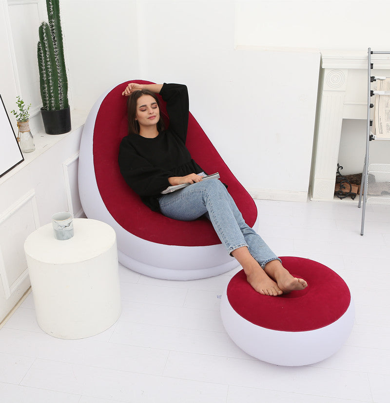 Lazy Inflatable Bean Bag Sofa with Footrest shown in use | Confetti Living