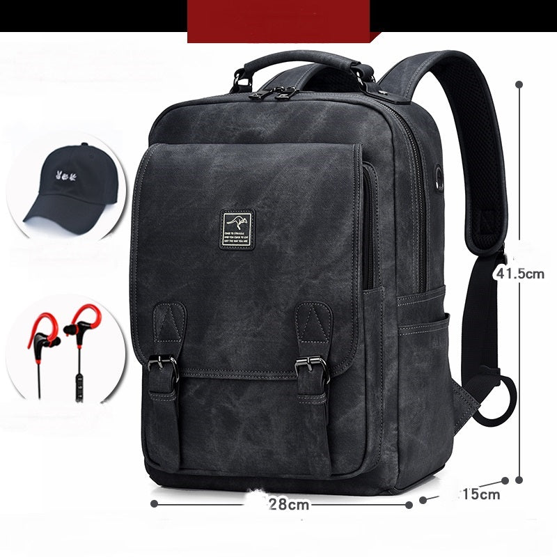 Casual Large-Capacity Computer Backpack Grey set with hat & Headphones| Confetti Living