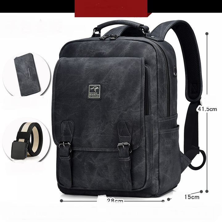 Casual Large-Capacity Computer Backpack Grey Set with Wallet & Belt | Confetti Living