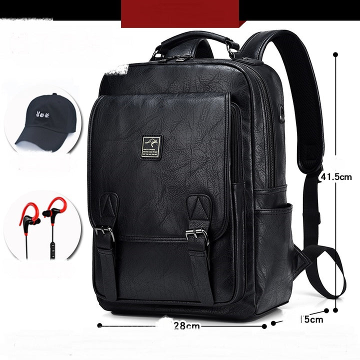 Casual Large-Capacity Computer Backpack  Black Set with Hat & Headphones| Confetti Living