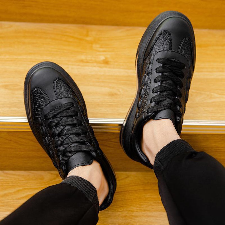 Men's Trendy Leather Fashion Sneakers in Black | Confetti Living