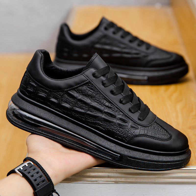 Men's Trendy Leather Fashion Sneakers in Black | Confetti Living