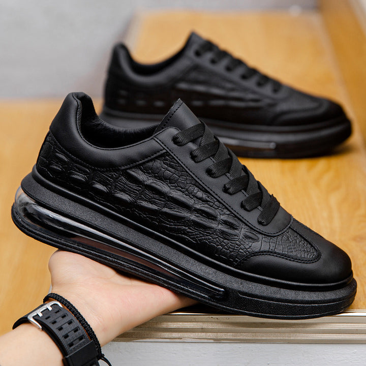 Men's Trendy Leather Fashion Sneakers in Black | Confetti Living