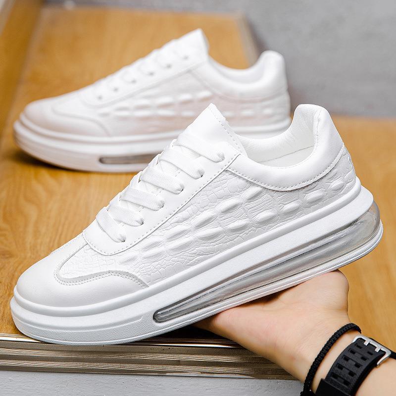 Men's Trendy Leather Fashion Sneakers in White | Confetti Living