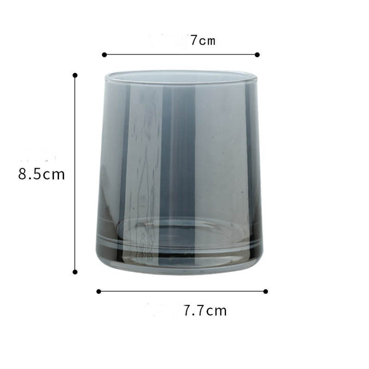 Home Bar Colourful Whiskey Glass Set showing smaoke grey whisky glass and dimensions | Confetti Living