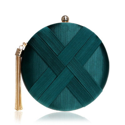 Women's Tassel Clutch Bag in Round Green | Confetti Living