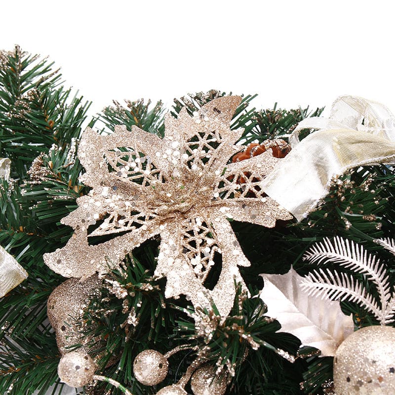 Christmas Silver and Pine Wreath Decoration showing close-up detail | Confetti Living