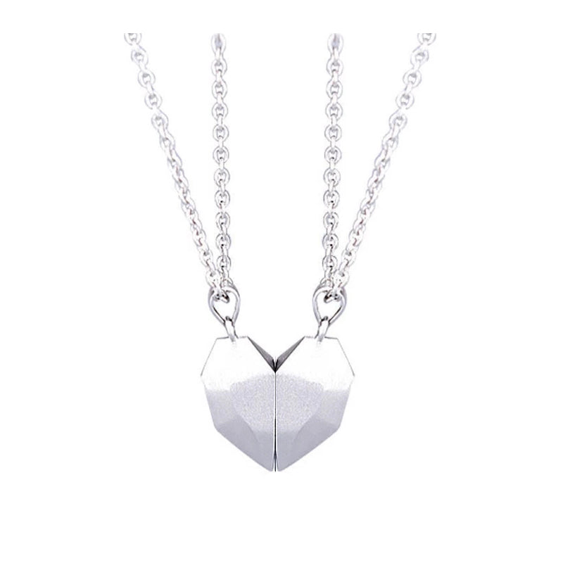 Creative Magnet Broken Heart Necklace for Men And Women showing Silver Chain Style | Confetti Living