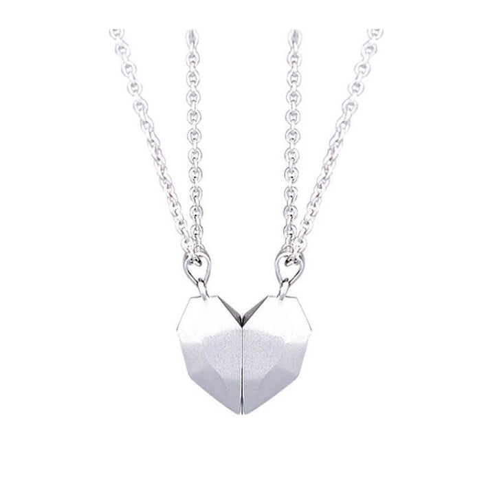 Creative Magnet Broken Heart Necklace for Men And Women showing Silver Chain Style | Confetti Living