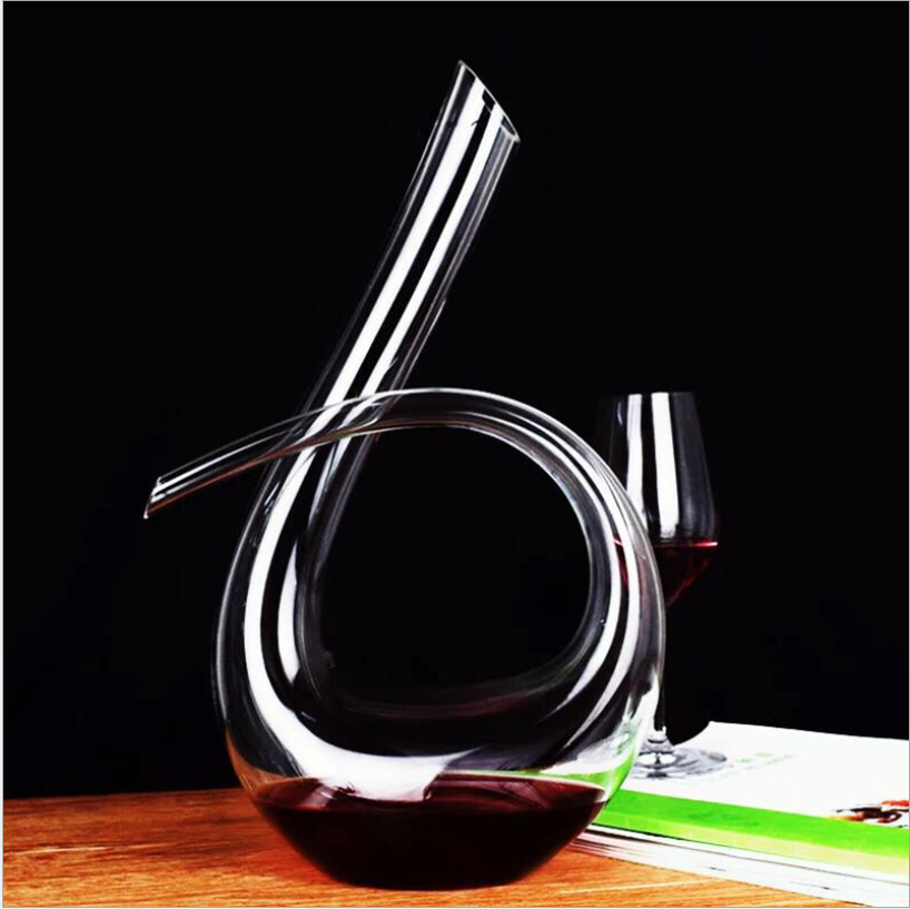 Home Bar Luxury Space Design Wine Decanter showing Style 6 Swirl Decanter in use | Confetti Living