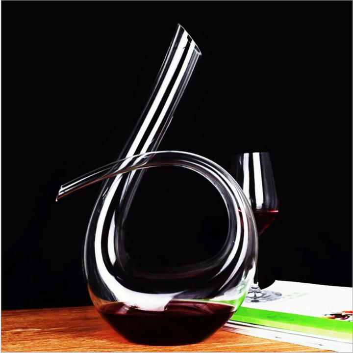 Home Bar Luxury Space Design Wine Decanter showing Style 6 Swirl Decanter in use | Confetti Living