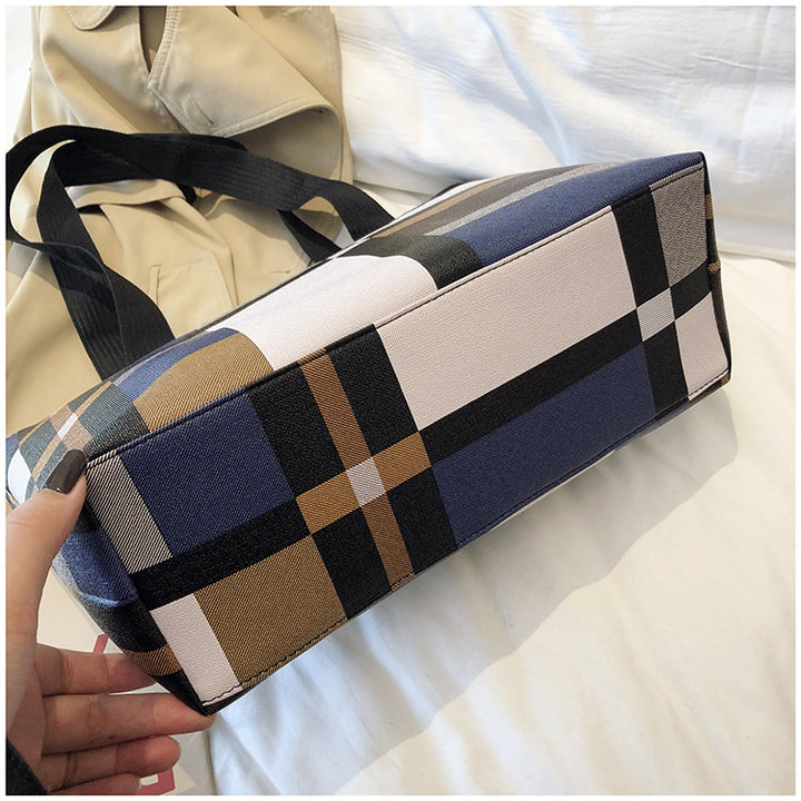 Women's Fashion Plaid Large Shoulder Bag showing base details | Confetti Living