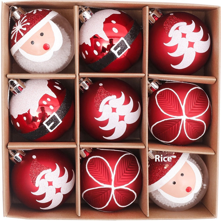 Boxed set of Christmas Hanging Baubles in Red and White comic designs