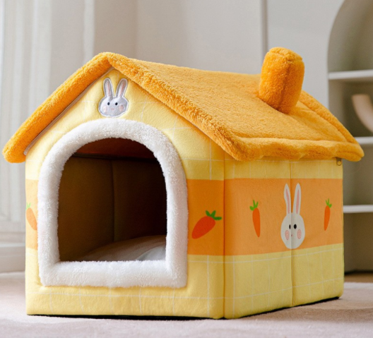Foldable Decorative Pet House Bed showing Carrot Rabbit design | Confetti Living