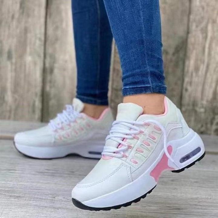 Women's Lace Up Wedge Heel Running Shoes in White | Confetti Living