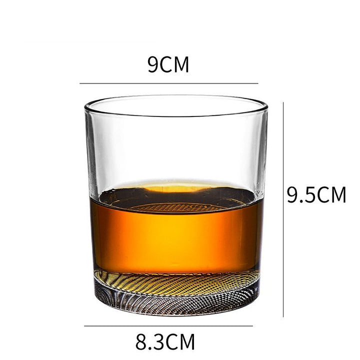 Home Bar Crystal Whiskey Glasses showing Grid Design with dimensions | Confetti Living