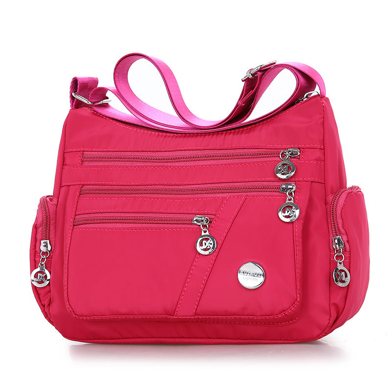 Women's Multi-Layer Oxford Shoulder Bag in Rose Red | Confetti Living