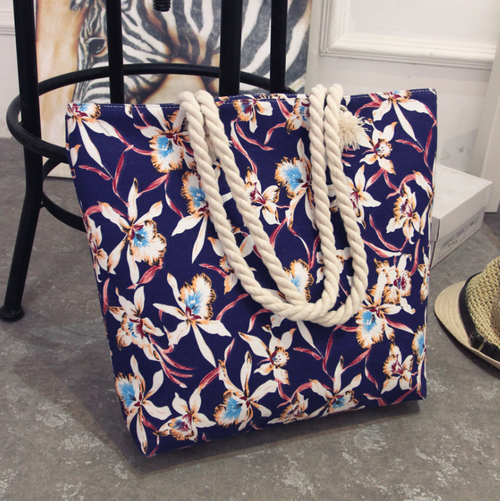 Women's Large Capacity Colouurful Tote Bag in Blue Orchid Design A | Confetti Living