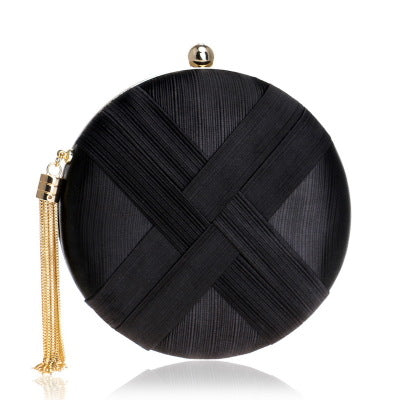 Women's Tassel Clutch Bag in Round Black | Confetti Living
