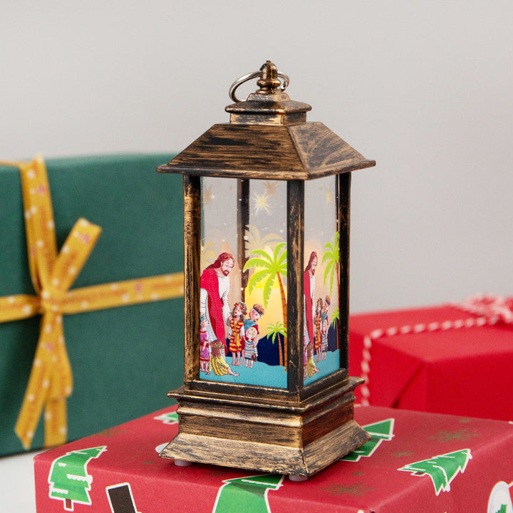 Christmas 3D Electronic Lanterns in Wood Grain | Confetti Living