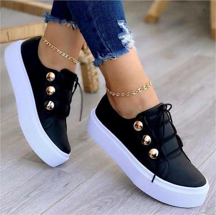 Women's Lace-up Rivet Sneakers in Black | Confetti Living