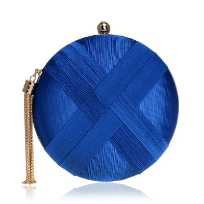 Women's Tassel Clutch Bag in Round Blue | Confetti Living