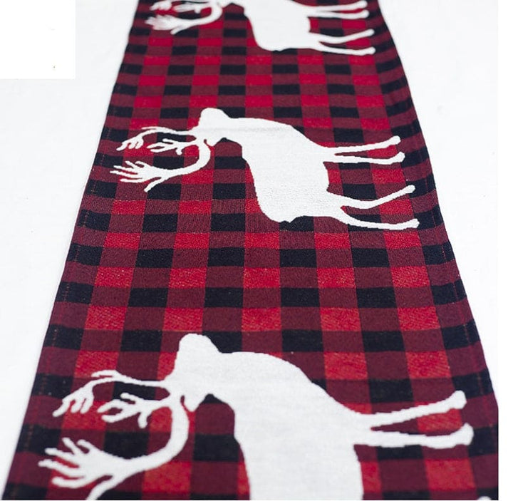 Christmas Linen Table Runner with Christmas Design showing Reindeer | Confetti Living