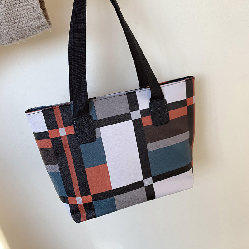 Women's Fashion Plaid Large Shoulder Bag shown in Orange | Confetti Living