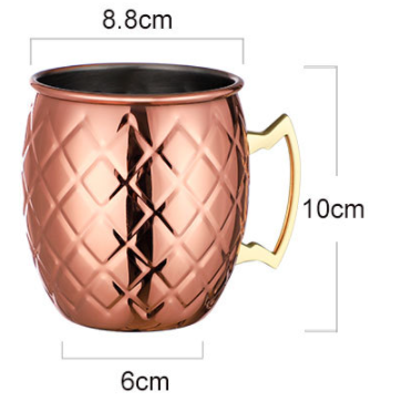 Home Bar Hammered Copper Moscow Mule Mug showing Dimensions | Confetti Living