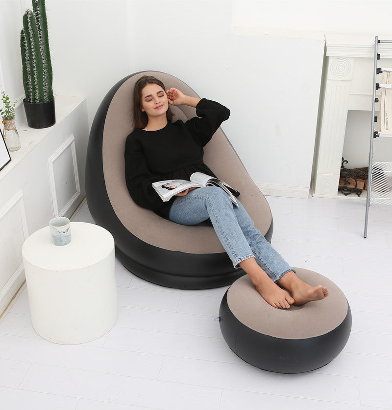 Lazy Inflatable Bean Bag Sofa with Footrest shown in Coffee | Confetti Living