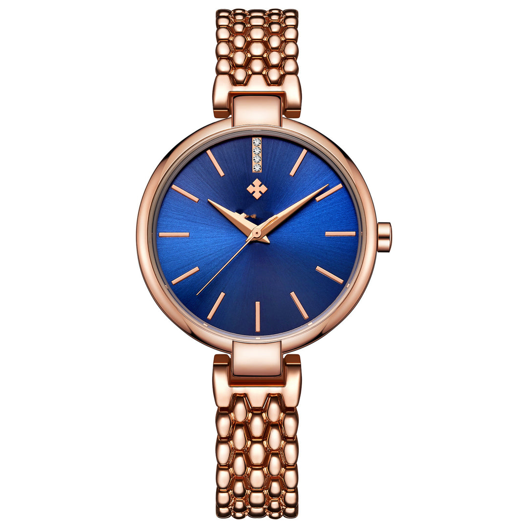 Women's Quartz Watch in Rose Gold with Blue Face | Confetti Living