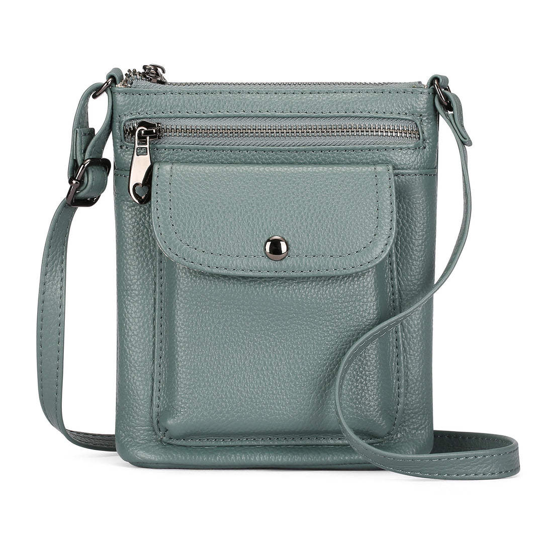 Women's Casual Leather Shoulder Bag in Light Blue | Confetti Living