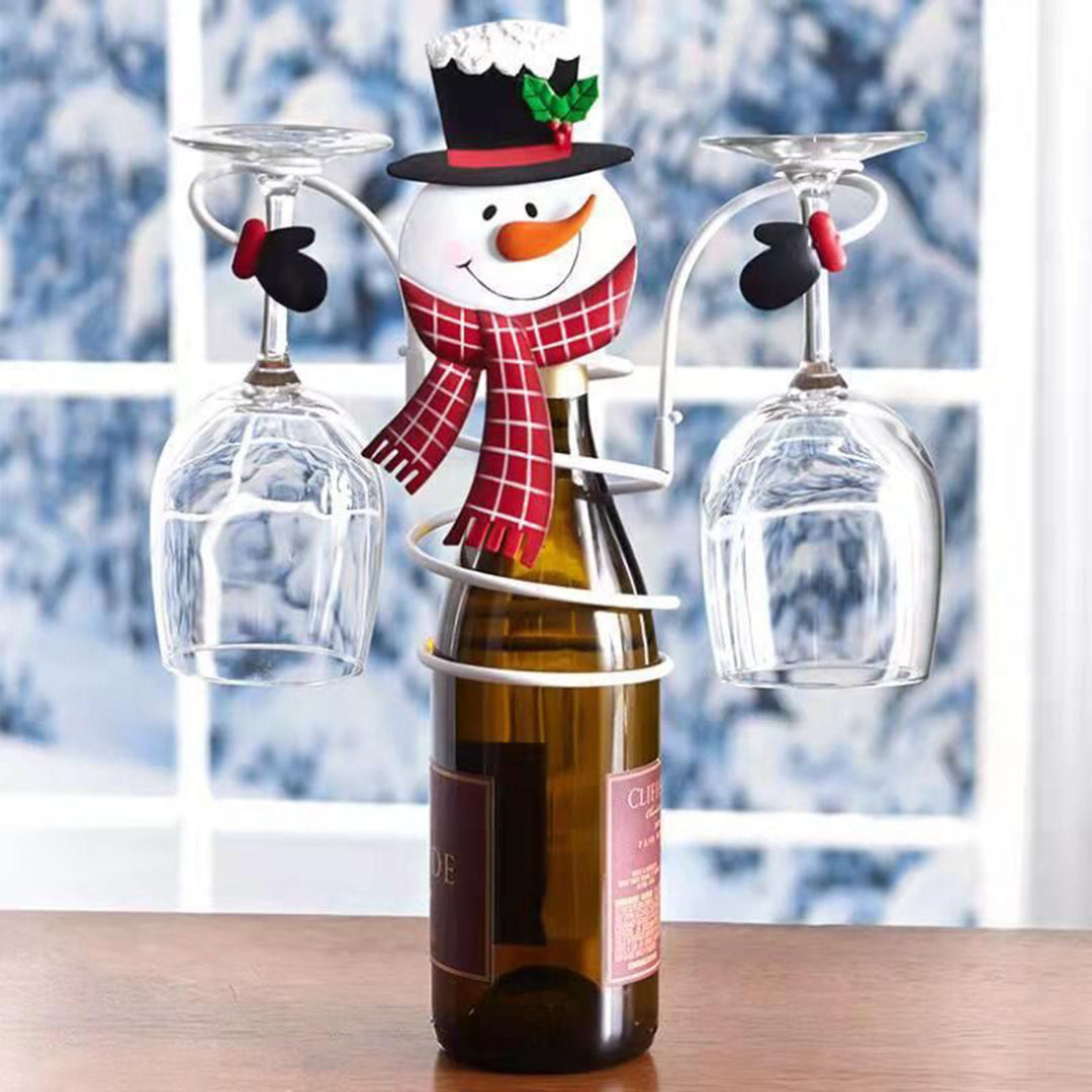 Christmas Decoration Wine Glass Holder Snowman Face | Confetti Living