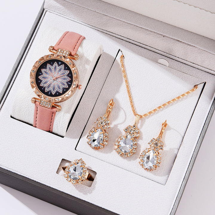 Womens Quartz Watch and Jewellery Set in Pink | Confetti Living
