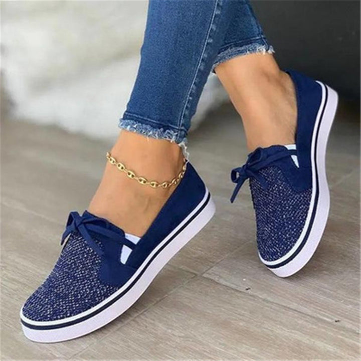 Women's Lace-up Canvas Flat Shoes in Blue | Confetti Living