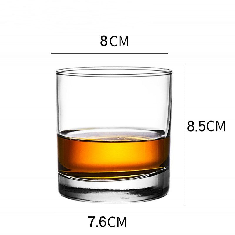 Home Bar Crystal Whiskey Glasses showing Round Light Design with dimensions | Confetti Living