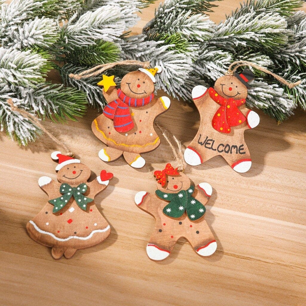 Christmas Gingerbread Man Tree Ornaments  Set of 4 | Confetti Living