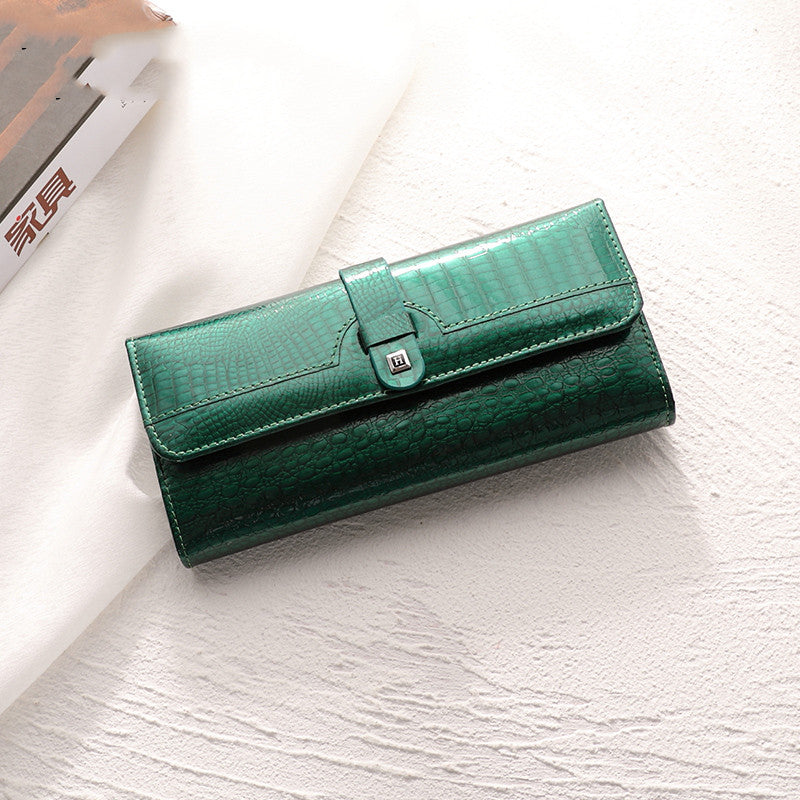 Women's Bright Leather Wallet in Green | Confetti Living